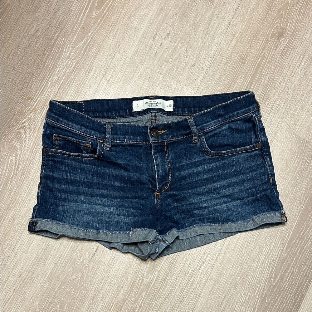 Abercrombie & Fitch Raw Hem Rolled Distressed Denim Jean Shorts